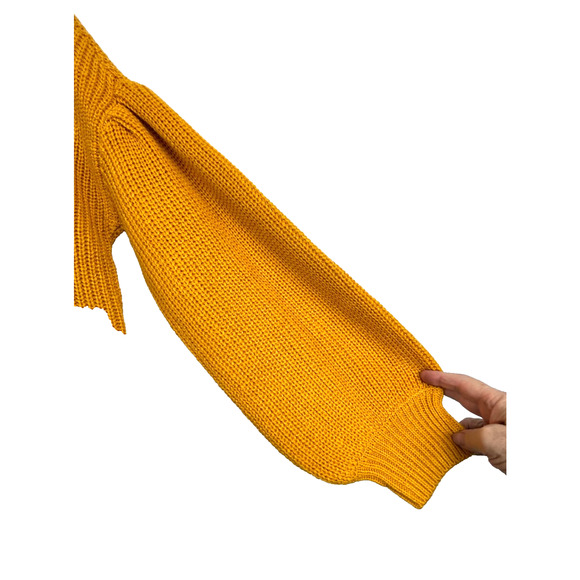 VERO MODA Sweater Womens Medium Mustard Yellow Pullover Sweater Balloon Sleeve - Picture 6 of 10